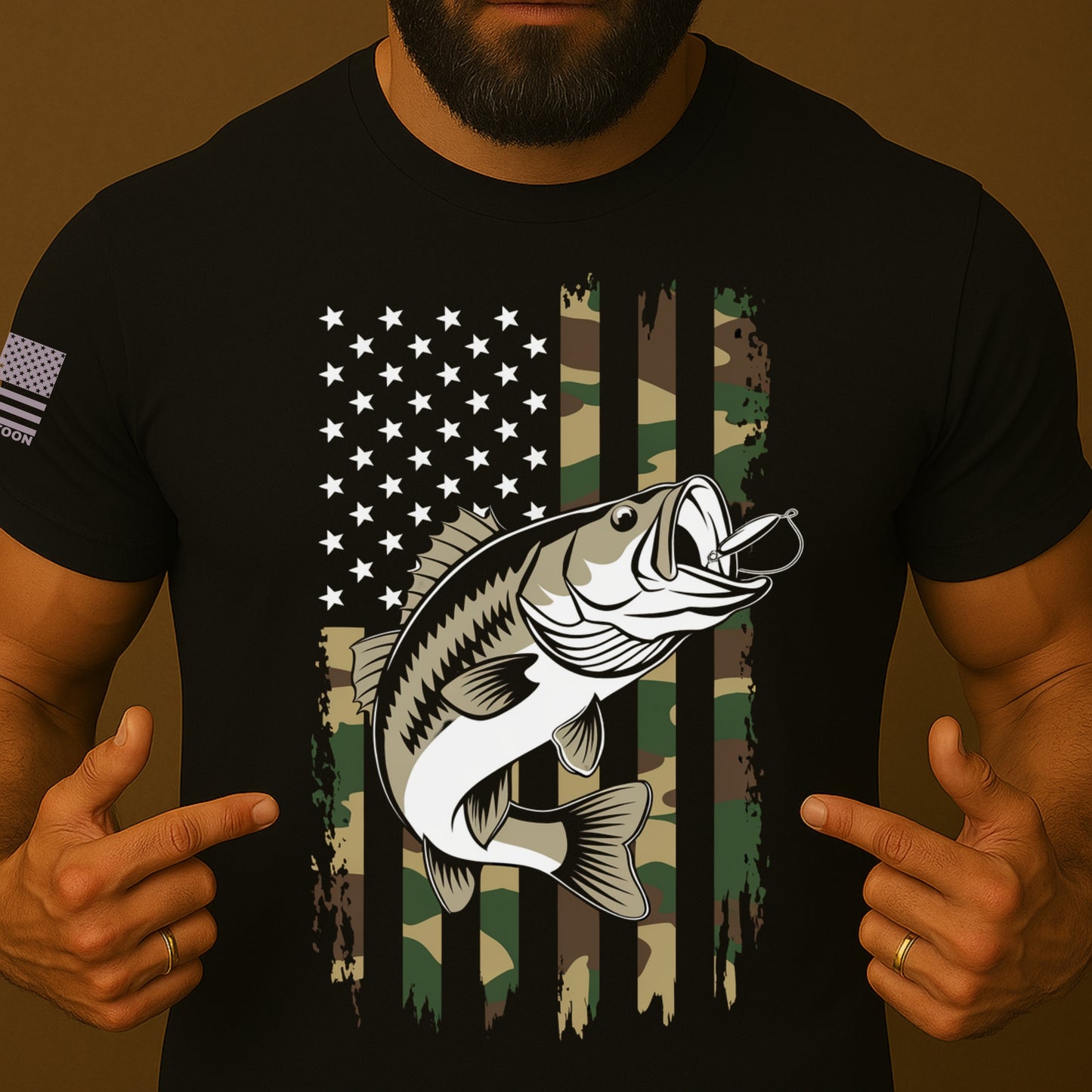 American Bass Fishing US Flag Shirt