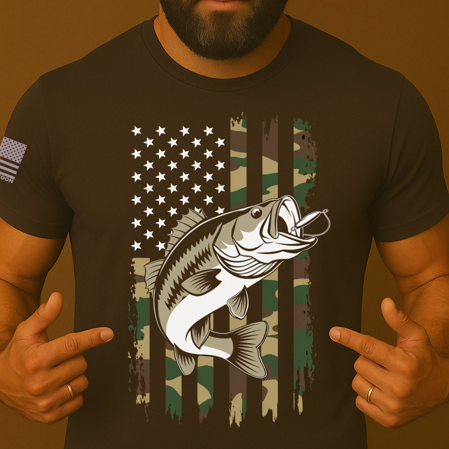 American Bass Fishing US Flag Shirt