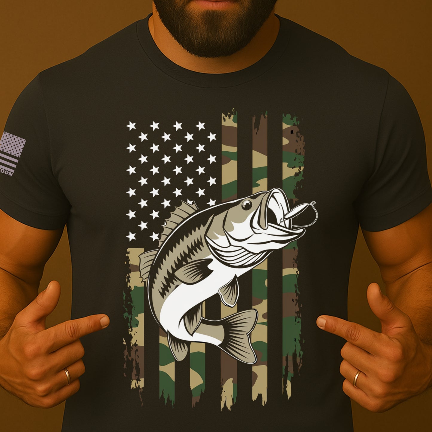 American Bass Fishing US Flag Shirt