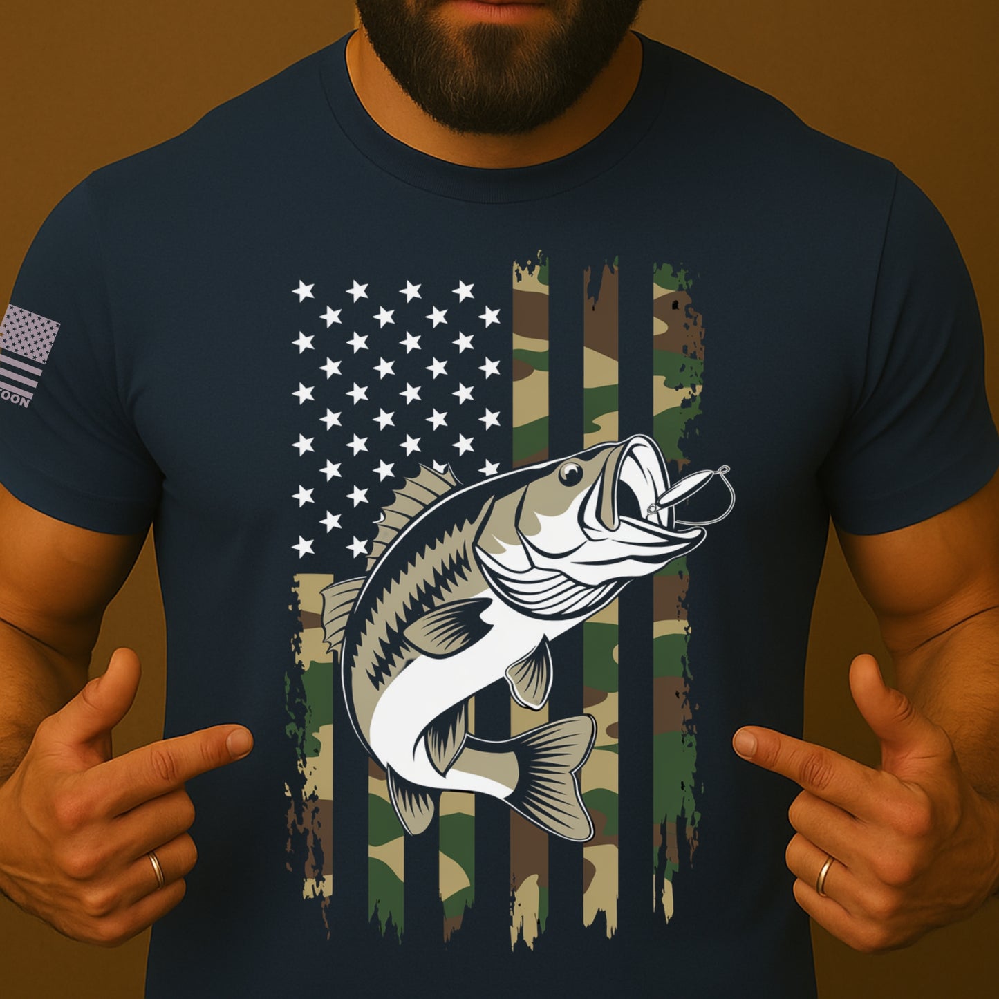 American Bass Fishing US Flag Shirt
