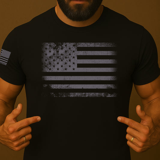 Battle-Worn Patriot US Flag Shirt
