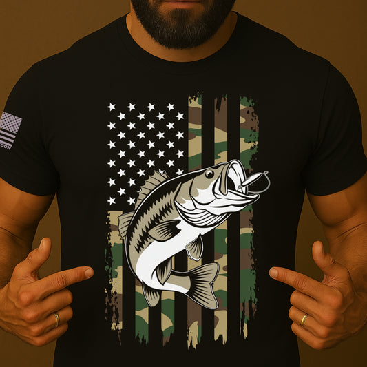 American Bass Fishing US Flag Shirt