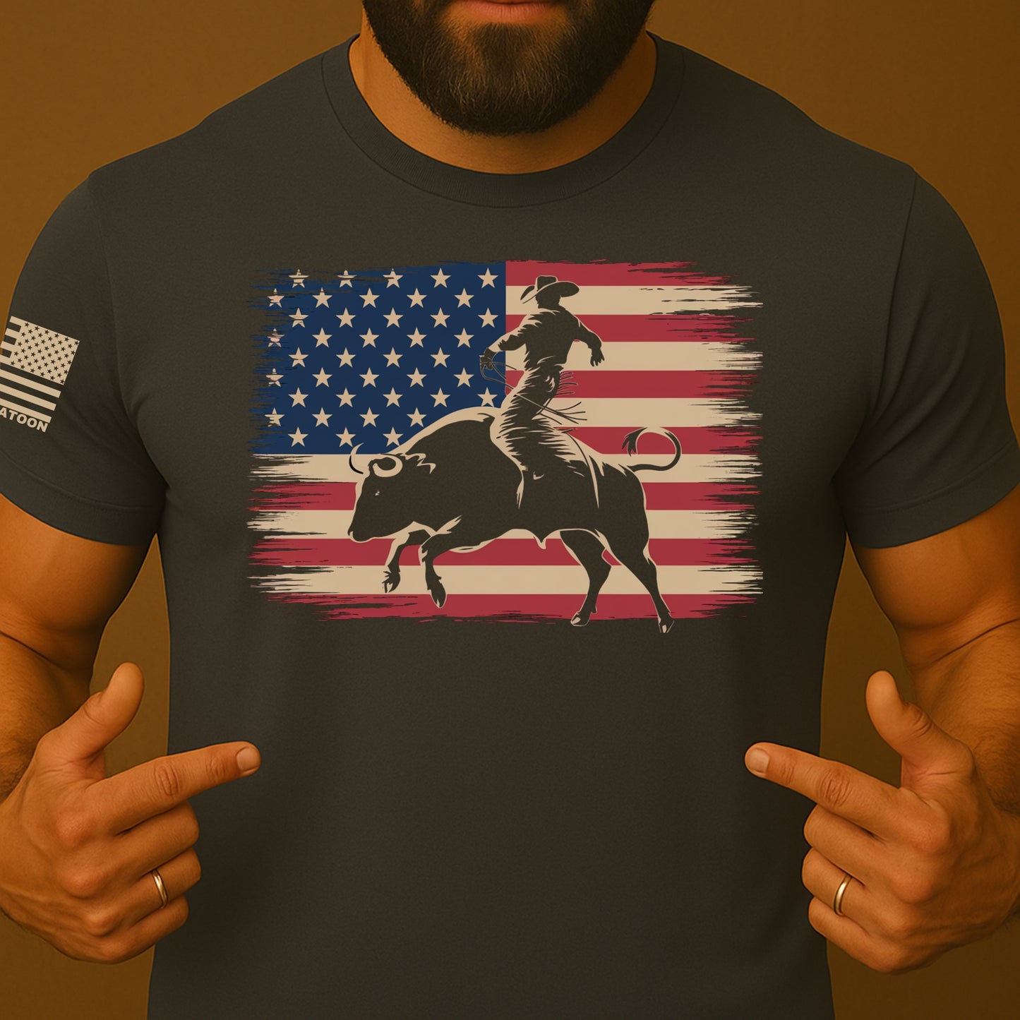 American Bull Rider US Flag Shirt