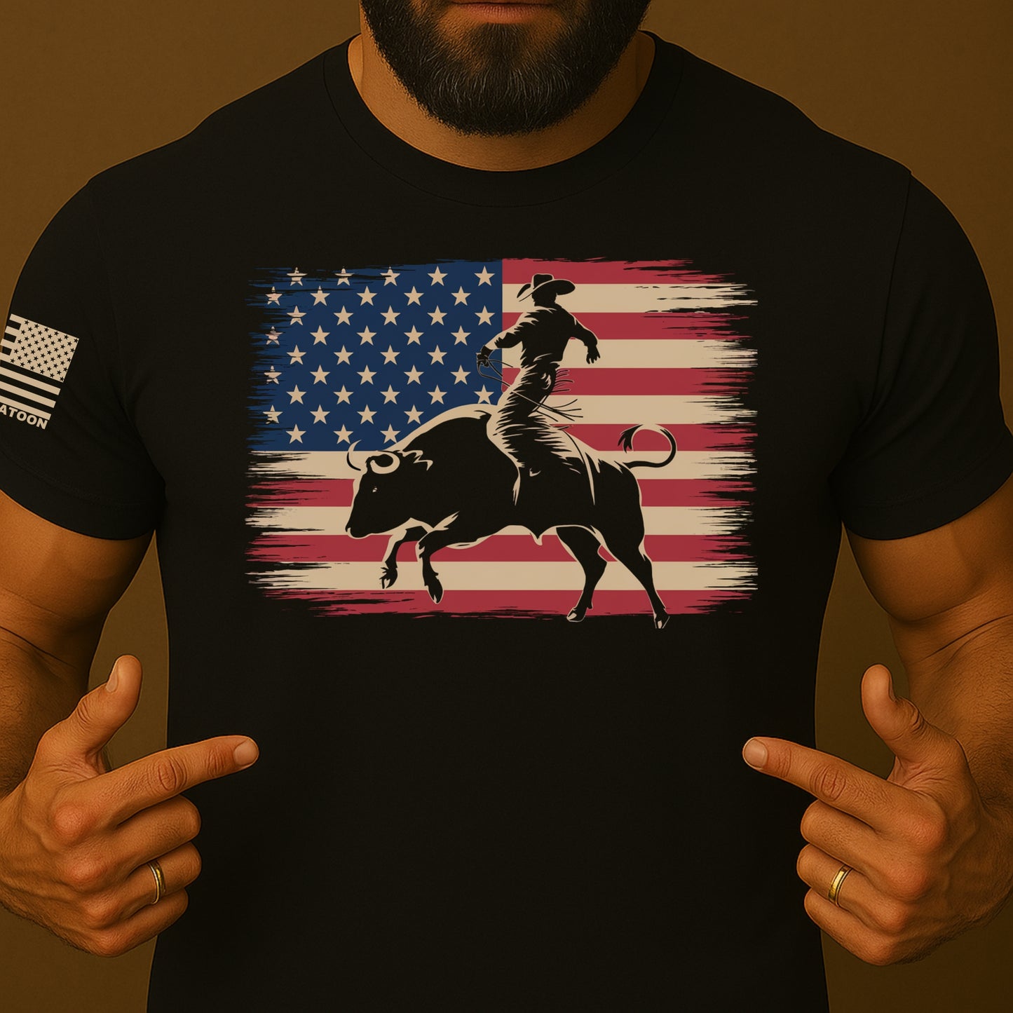 American Bull Rider US Flag Shirt
