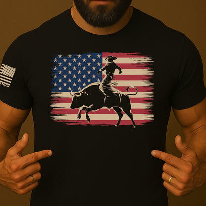 American Bull Rider US Flag Shirt