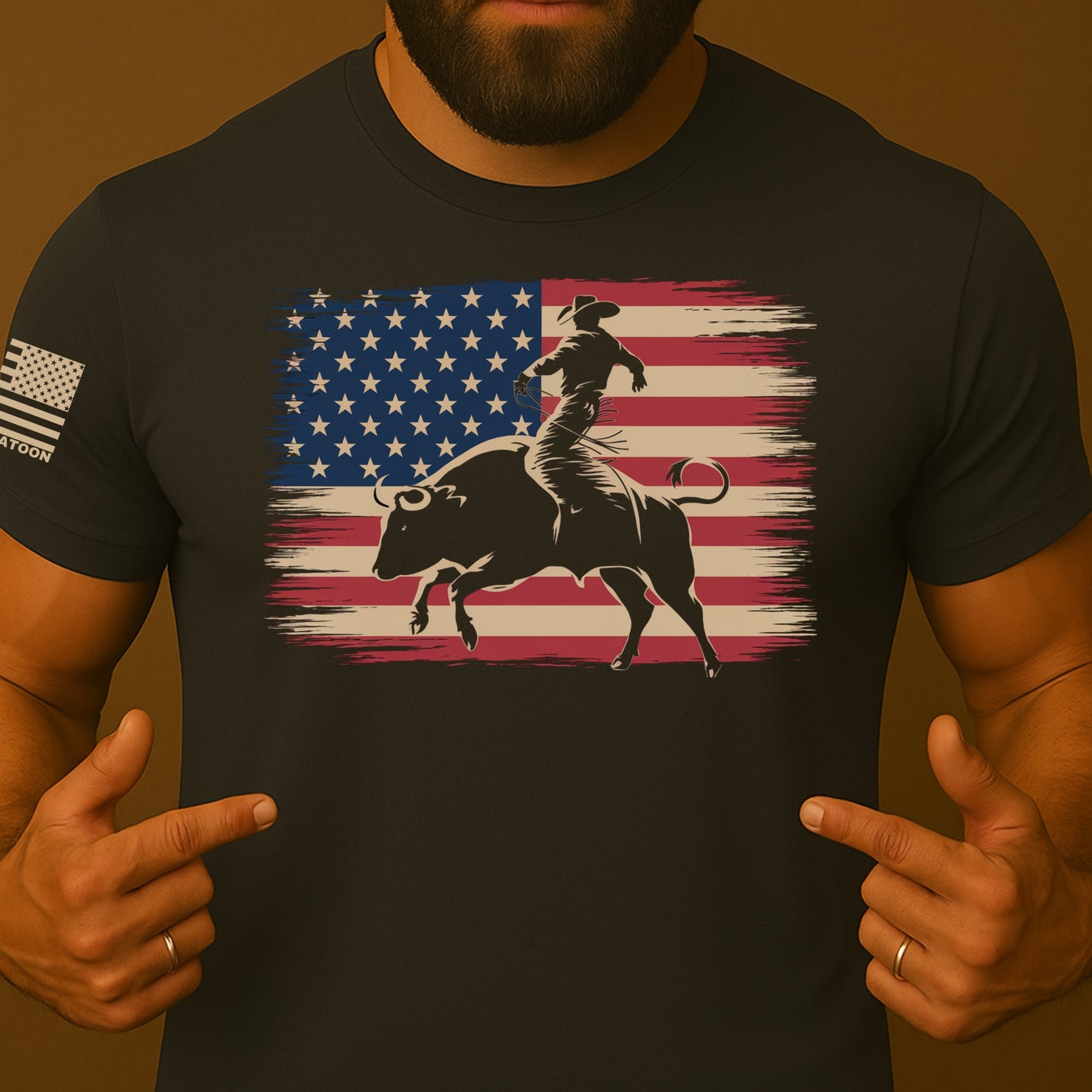 American Bull Rider US Flag Shirt
