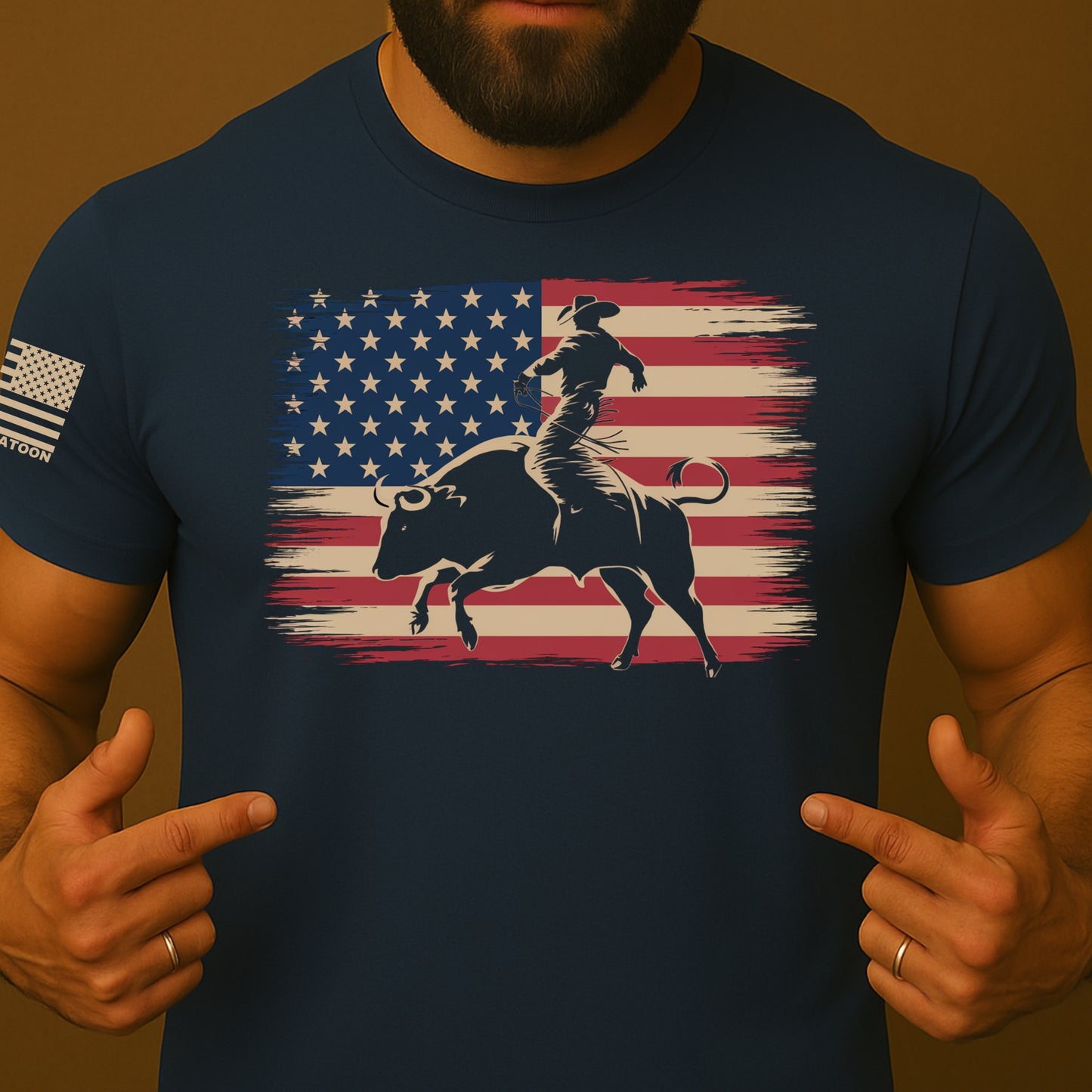American Bull Rider US Flag Shirt