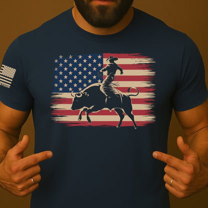 American Bull Rider US Flag Shirt