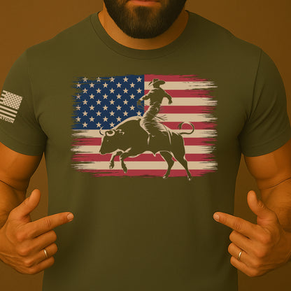 American Bull Rider US Flag Shirt