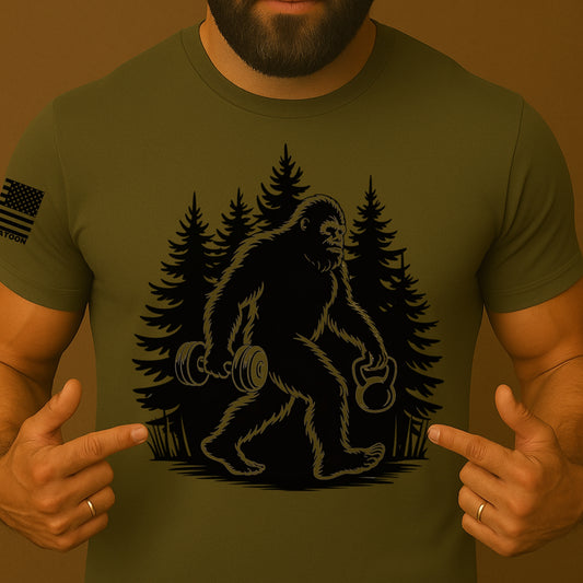Bigfoot Weightlifter Graphic Gym Tee