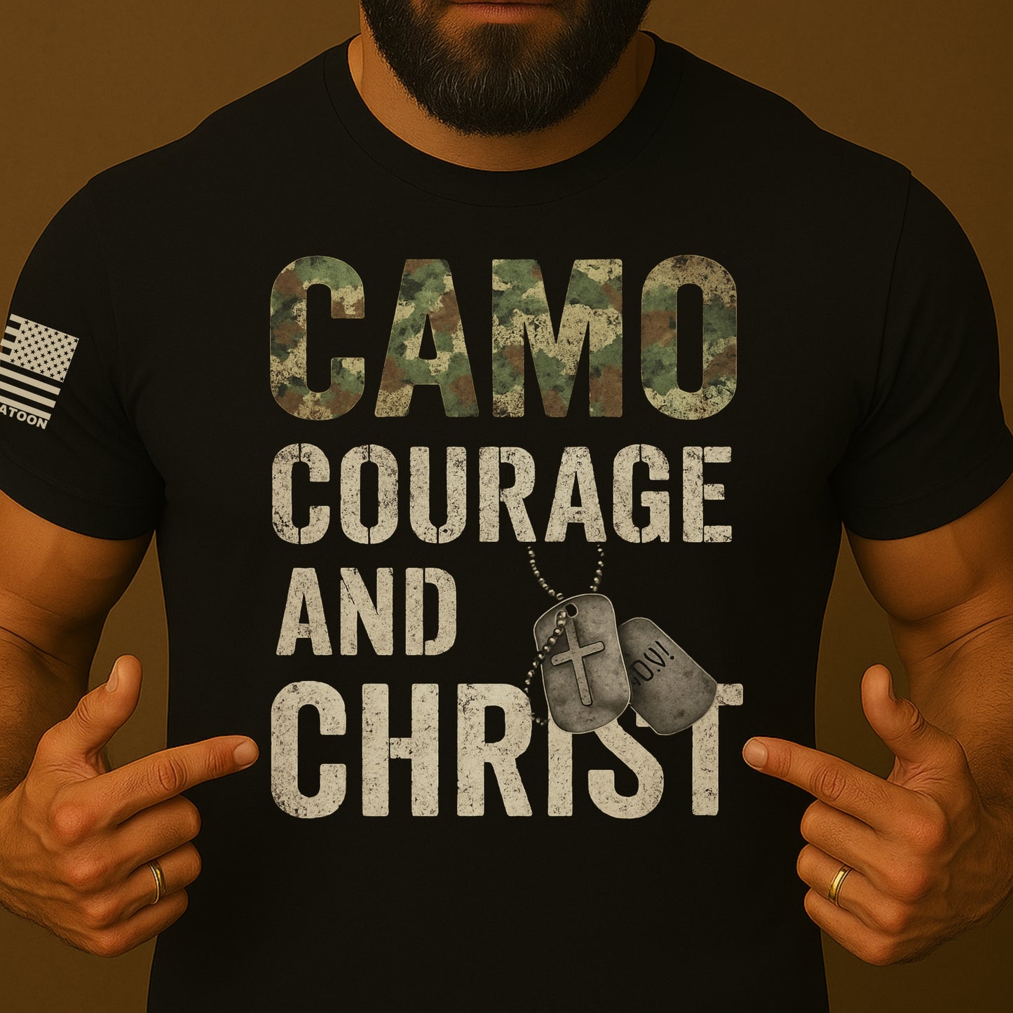 Camo Courage and Christ Military Christian Patriotic Shirt