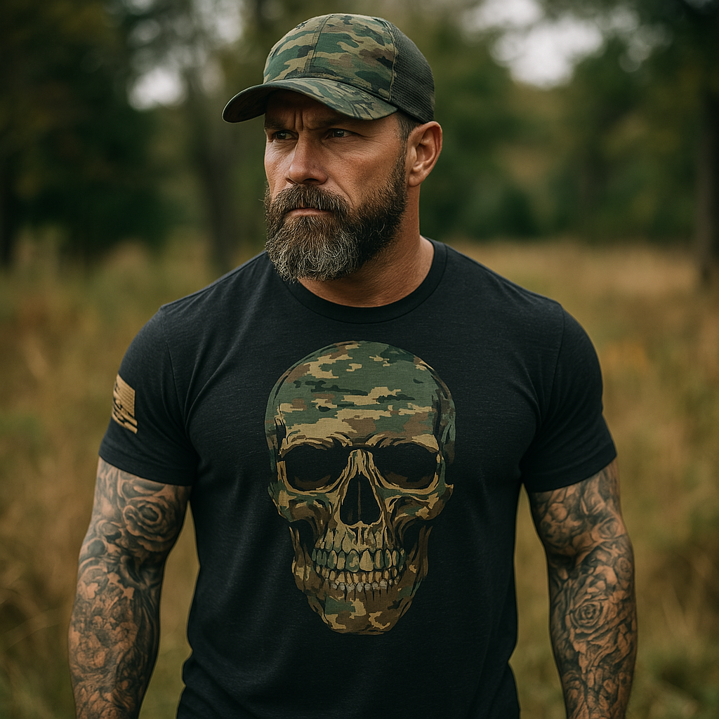 Camo Skull T Shirt