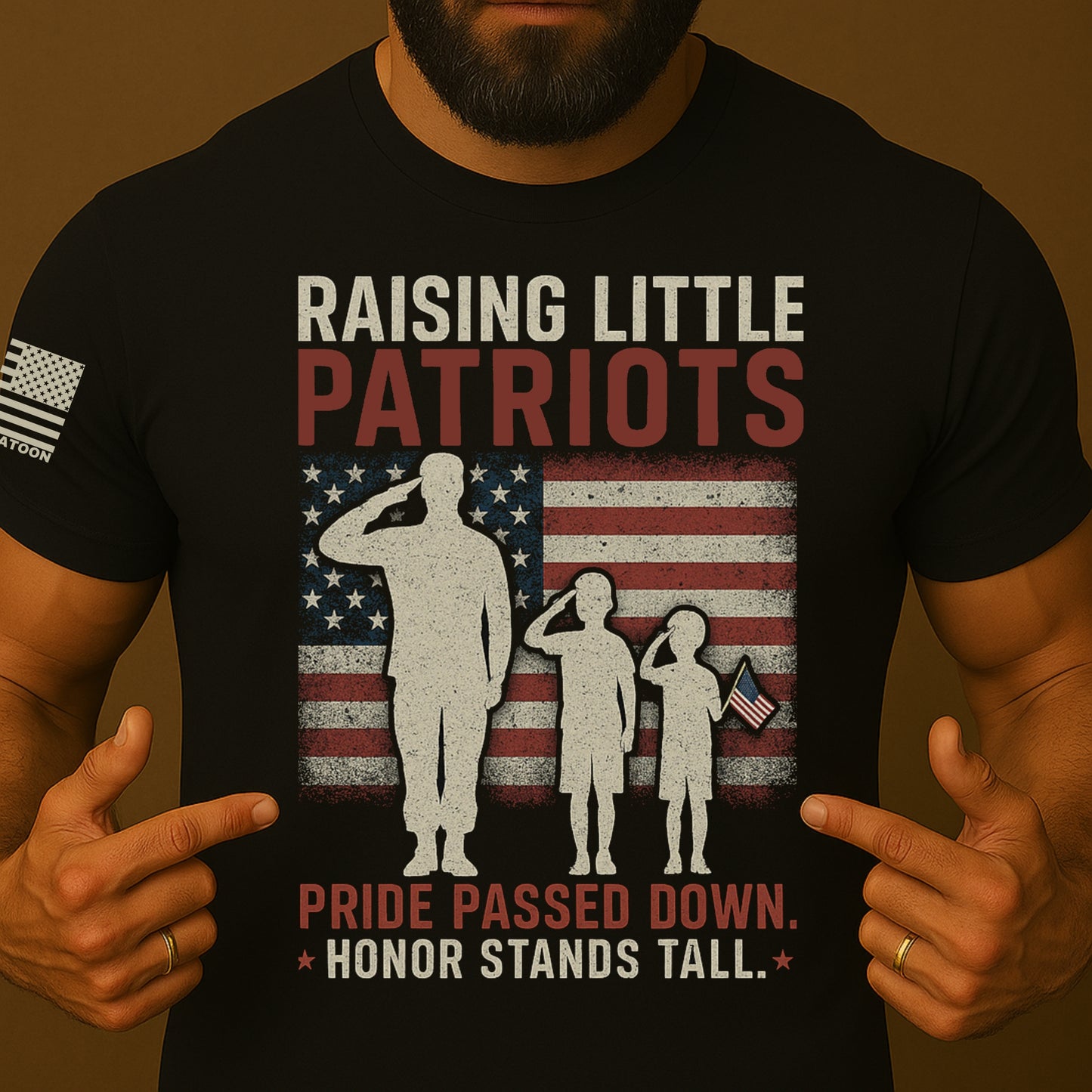 Raising Little Patriots US Flag Patriotic Dad Shirt