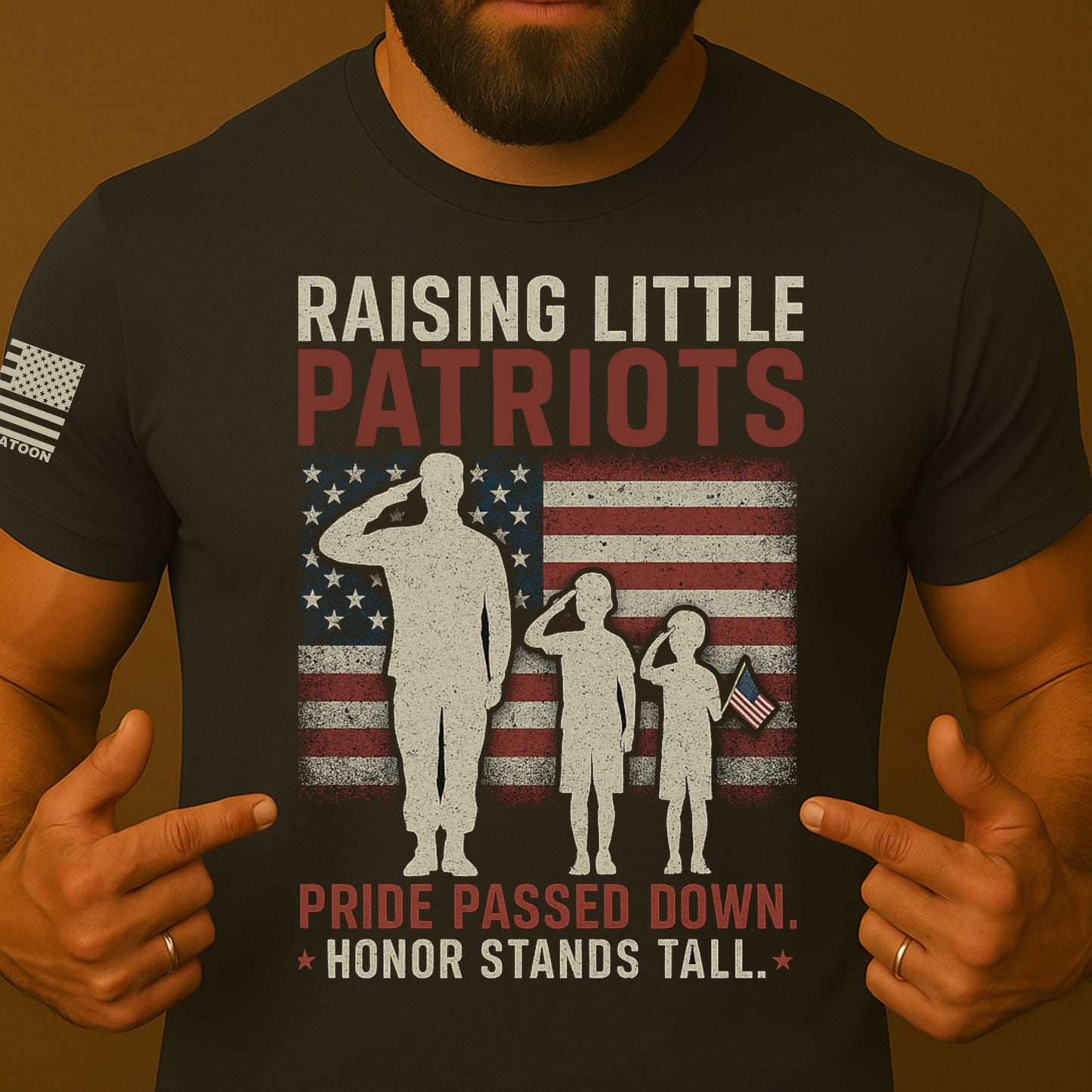 Raising Little Patriots US Flag Patriotic Dad Shirt