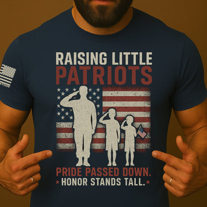 Raising Little Patriots US Flag Patriotic Dad Shirt