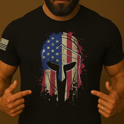 Spartan Helmet US Flag Patriotic Shirt