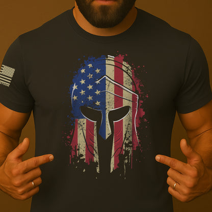 Spartan Helmet US Flag Patriotic Shirt