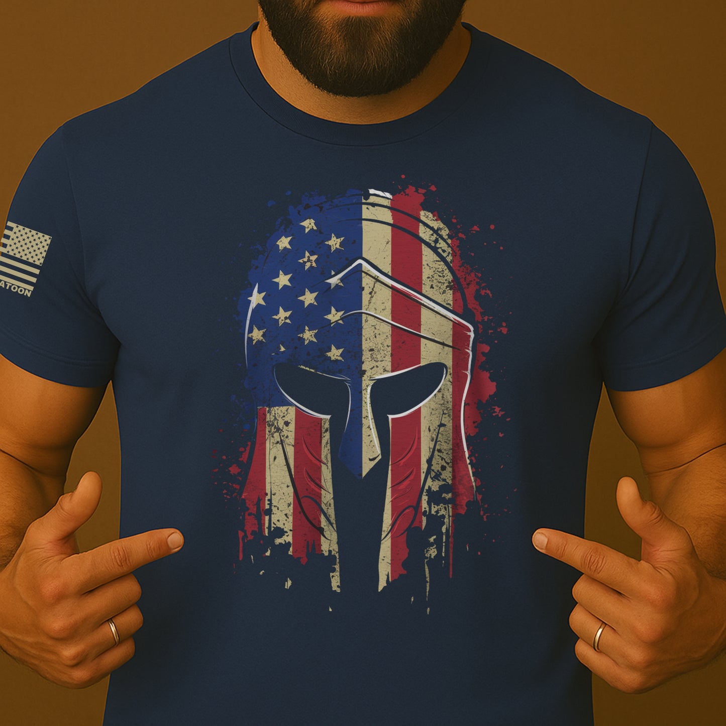 Spartan Helmet US Flag Patriotic Shirt